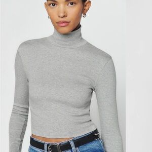 Reformation Davy cropped ribbed turtleneck tee